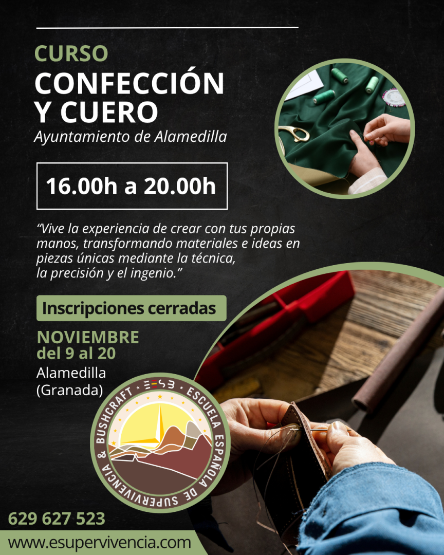 Cartel del curso cuero y confección