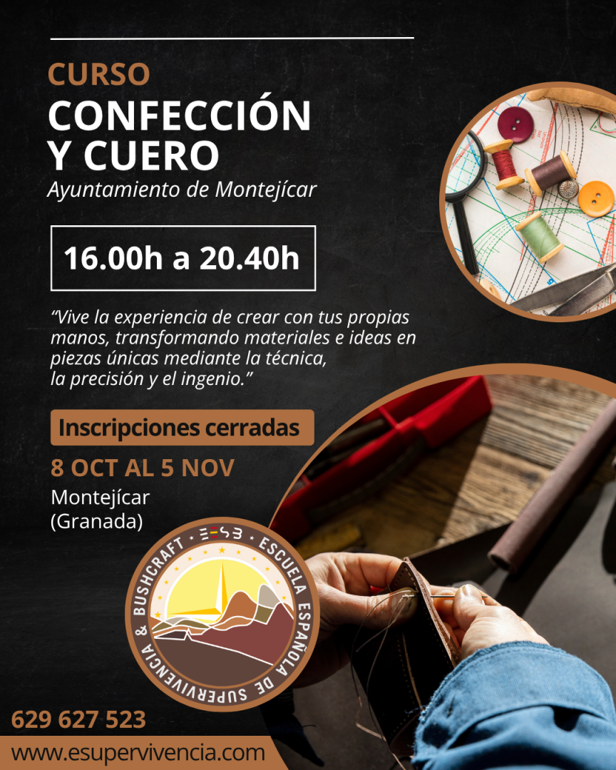 Cartel del curso cuero y confección
